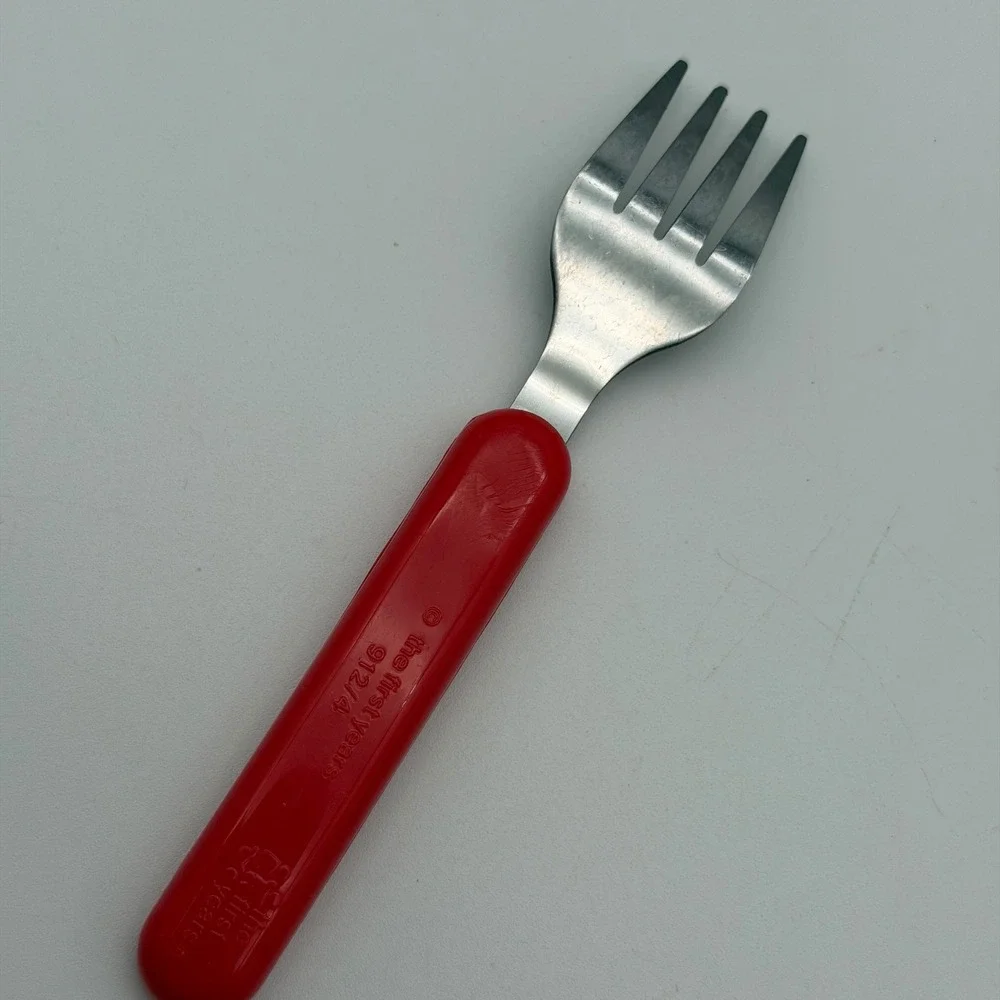 Vintage Sesame Street Cookie Monster Toddler Fork Spoon Set The First Years Red